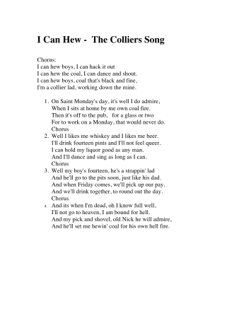 I Can Hew; the Colliers' Song